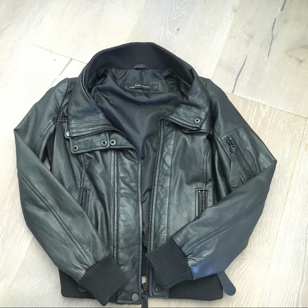 Zara Basic Leather Moto Jacket - image 1